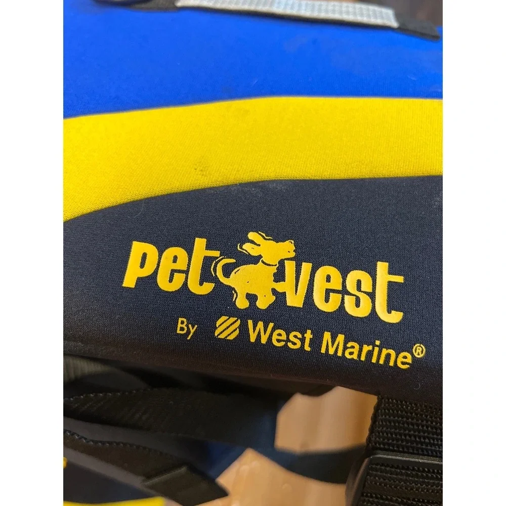 PetVest By West Marine Dog Life Vest Jacket Blue Yellow Safety Pet Gear‎ XL